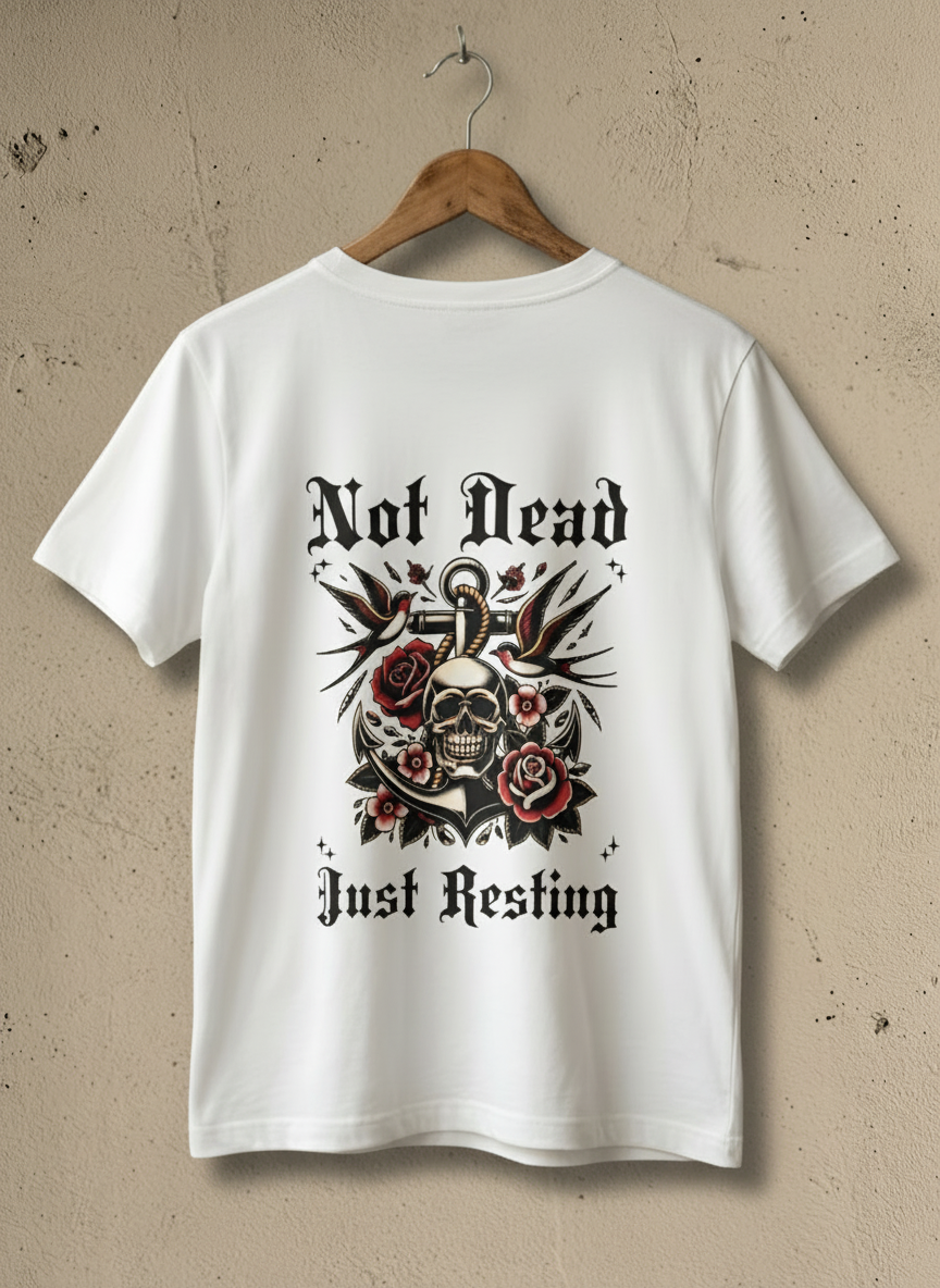 Not Dead - Just Resting Premium Printed White T-Shirt